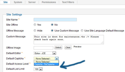 Từng bước kích hoạt tính năng ReCaptcha trong Joomla 2.5 Forms
